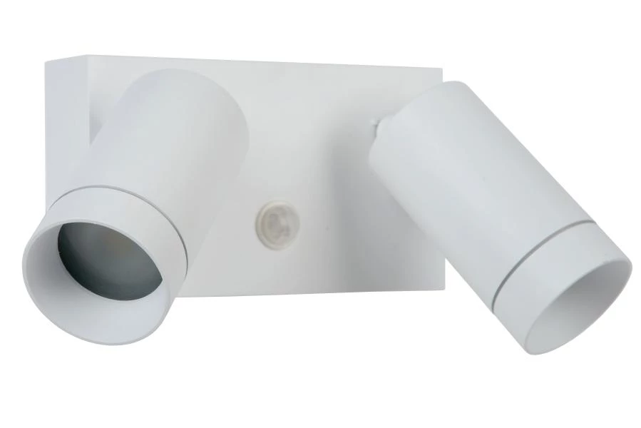 Lucide TAYLOR - Wandspot / Wandlamp Binnen/Buiten - 2xGU10 - IP54 - Bewegingssensor - Wit - uit